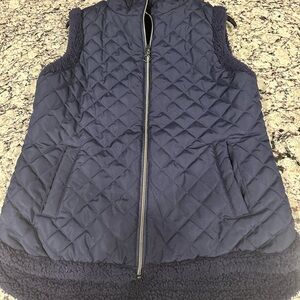 Women's Quilted Navy Vest Reversible - Size Medium